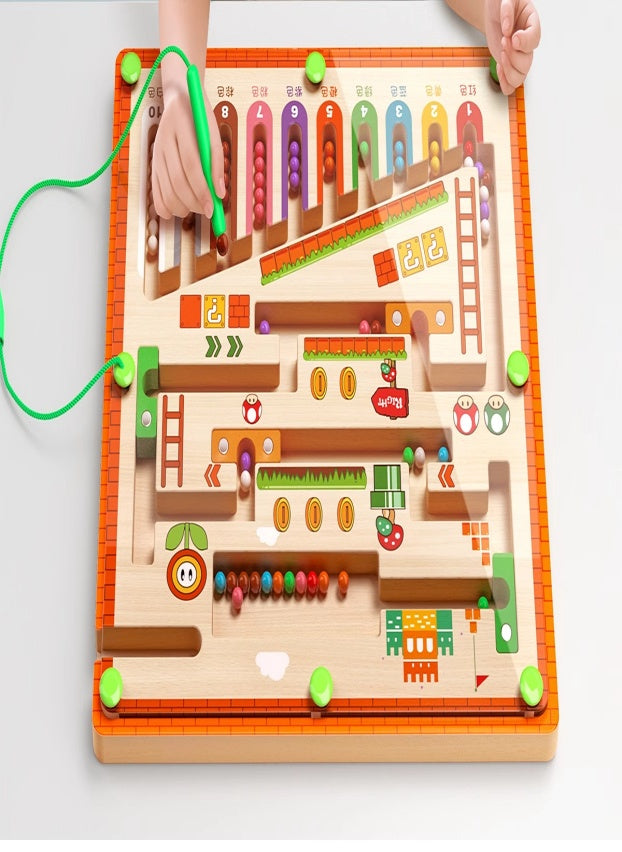 Magnetic Maze Bead Game Wooden Toy for 2-6 Years | Fine Motor Skills + Logic Training + Pre-Writing|Gifts for Children