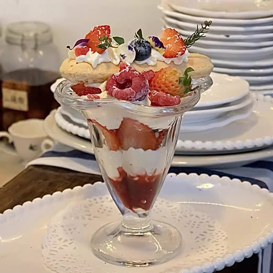 Crystal Stackable Dessert Cups - Parfait Glass Jar for Ice Cream, Milkshake & Pudding