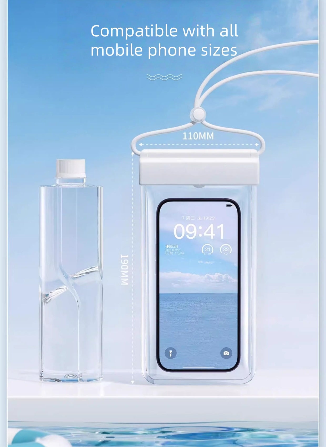 Waterproof Phone Case, IPX8 Certified 30M Waterproof Phone Pouch Waterproof Cell Phone Case Fit for Big Phones up to 7.2 , for touch screen swimming, snorkeling, and water activities