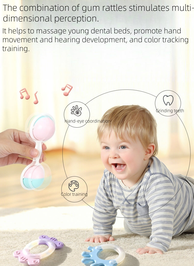 2025 Baby Rattle Teether Toy 0-12 Months - BPA-Free ABS Material, 10 Educational Sounds, Chewable & Drop-Proof Design, Newborn Gift Set