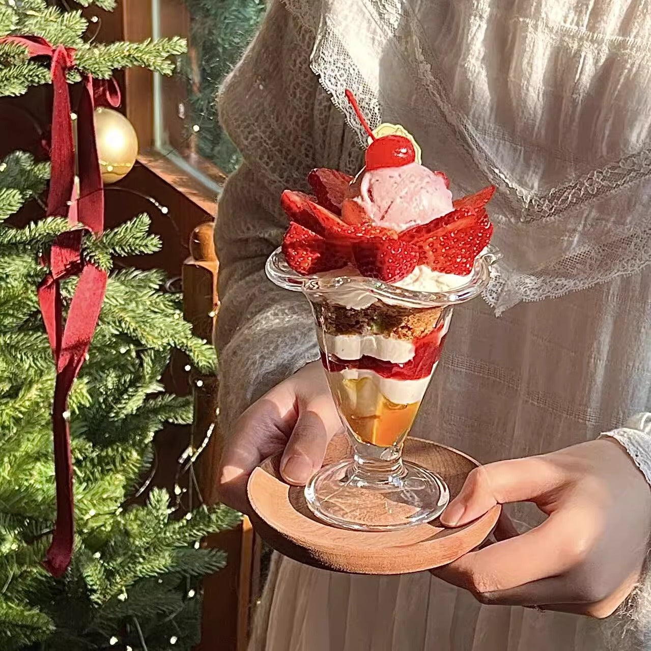 Crystal Stackable Dessert Cups - Parfait Glass Jar for Ice Cream, Milkshake & Pudding