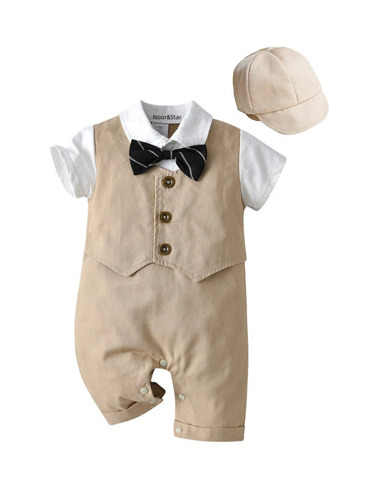 Baby Boy Romper Set with Hat - Birthday Outfit, Photo Shoot Clothes, Party Wear | Premium Gift